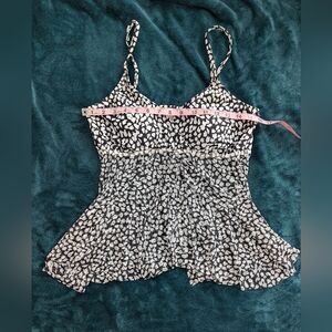 Merona Women's Size L Black and White Mesh Tankini Top